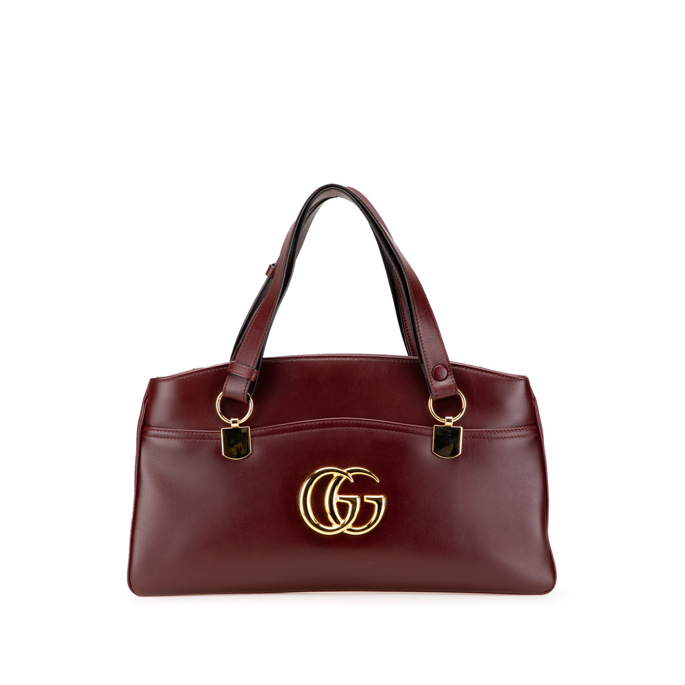 Gucci Burgundy Leather Shoulder Bag with Gold Hardware
